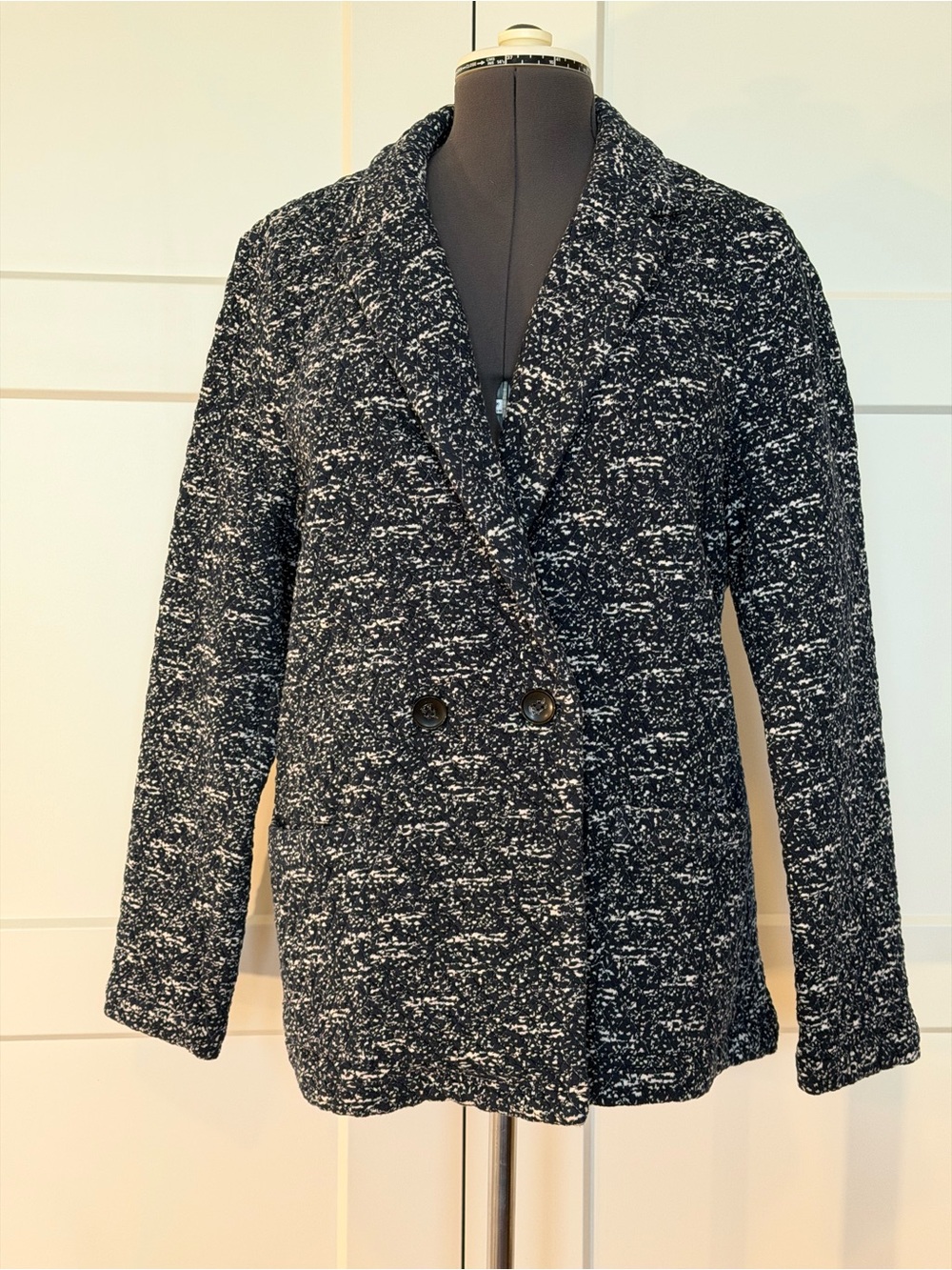 Daniel Rainn Black & White Tweed Double-Breasted Blazer
